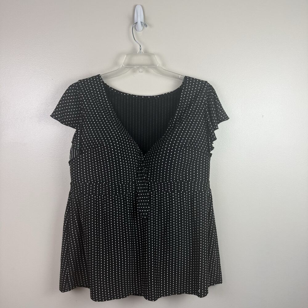 Lane Bryant Cacique Swim Black Textured Polka Dot Swim Skirt Size 26